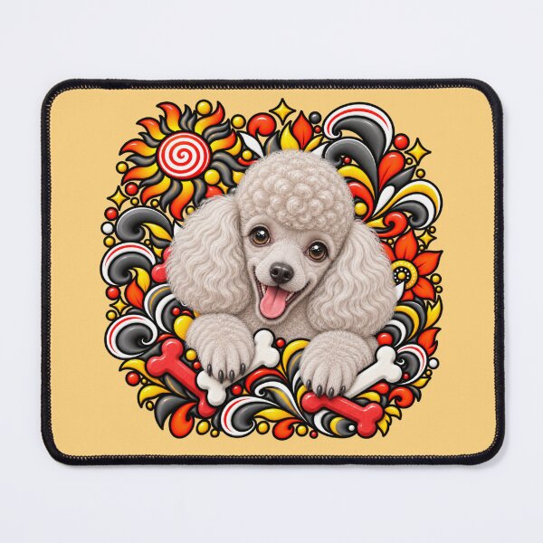 Item preview, White Poodle Floral Art - Bones & Swirls Decor designed and sold by PixelsPaws.