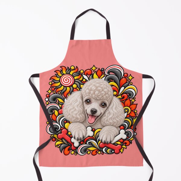 Aperçu de l'œuvre Décoration florale Caniche Blanc - Os et spirales créée et vendue par PixelsPaws.