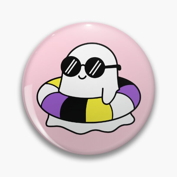 Item preview, Kawaii Ghost on Non-Binary Pride Swimming Tube Summer Vibes designed and sold by Cannaxes Studio.
