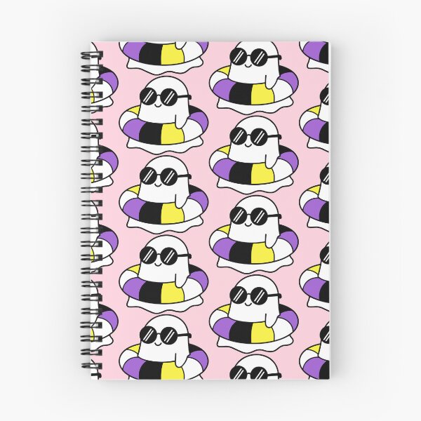 Item preview, Kawaii Ghost on Non-Binary Pride Swimming Tube Summer Vibes designed and sold by Cannaxes Studio.