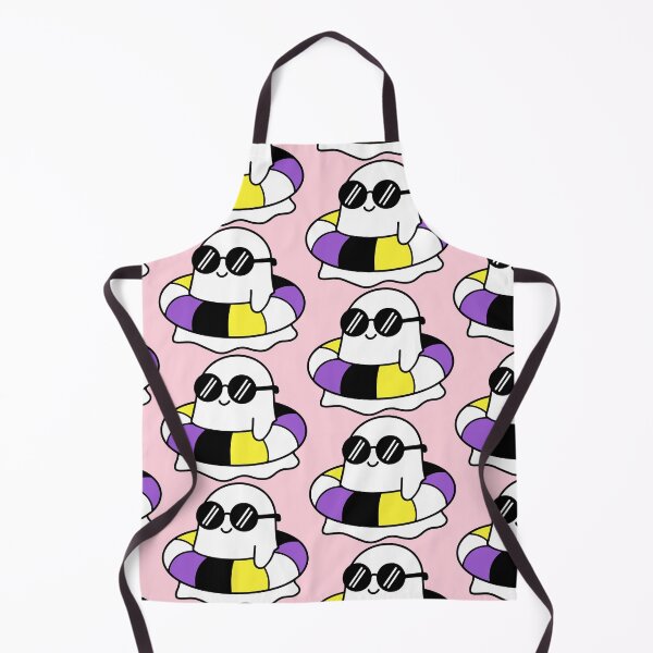 Item preview, Kawaii Ghost on Non-Binary Pride Swimming Tube Summer Vibes designed and sold by Cannaxes Studio.