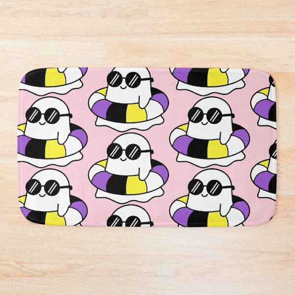 Item preview, Kawaii Ghost on Non-Binary Pride Swimming Tube Summer Vibes designed and sold by Cannaxes Studio.