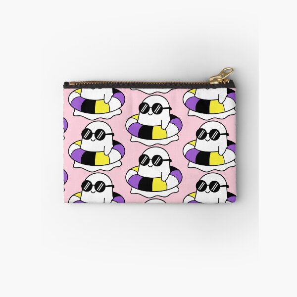 Item preview, Kawaii Ghost on Non-Binary Pride Swimming Tube Summer Vibes designed and sold by Cannaxes Studio.