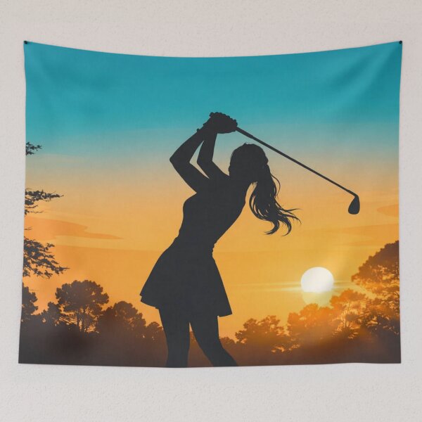 Item preview, Female Golfer Swinging At Sunset designed and sold by Creative_Canvas.