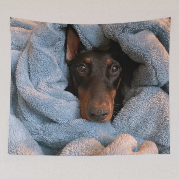 Artikelvorschau, Dobermann in Decke 01 entworfen und verkauft von Elisabeth Lucas.