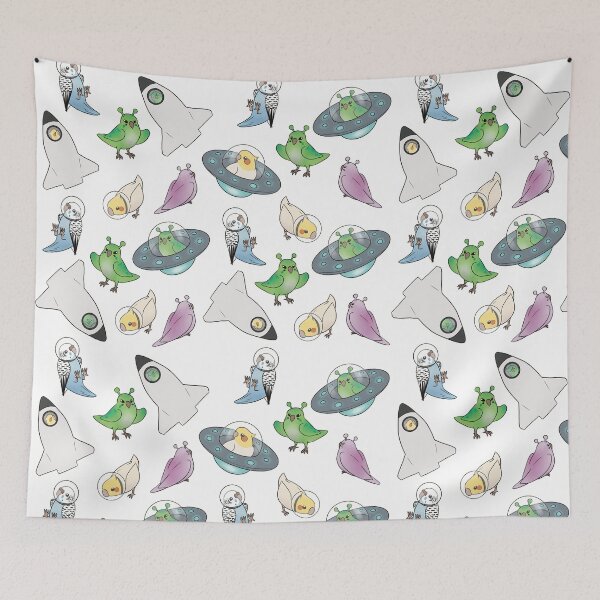 Item preview, Space Budgies & Cockatiels designed and sold by EllenorMererid.