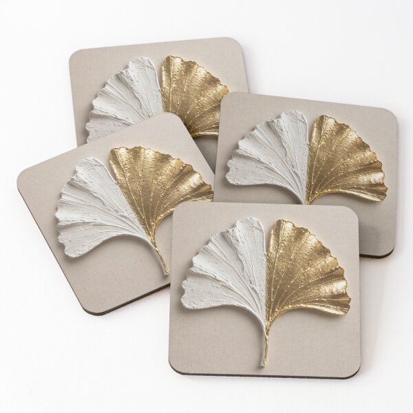 Item preview, Minimalist Japandi Gold Plaster Ginkgo Leaf designed and sold by NovarianDesign.