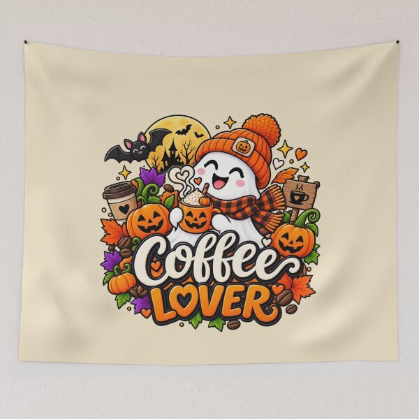 Item preview, Halloween Coffee Lover Gift Cute Ghost Pumpkin Style designed and sold by Corvoria.