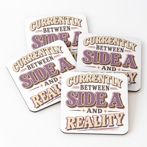 Item preview, Currently Between Side A And Reality Funny Vintage Vinyl Typography designed and sold by Golden Era Studio.