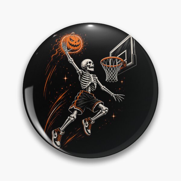Item preview, Skeleton Basketball Dunk with Flaming Pumpkin – Spooky Halloween Sports designed and sold by will freed18.