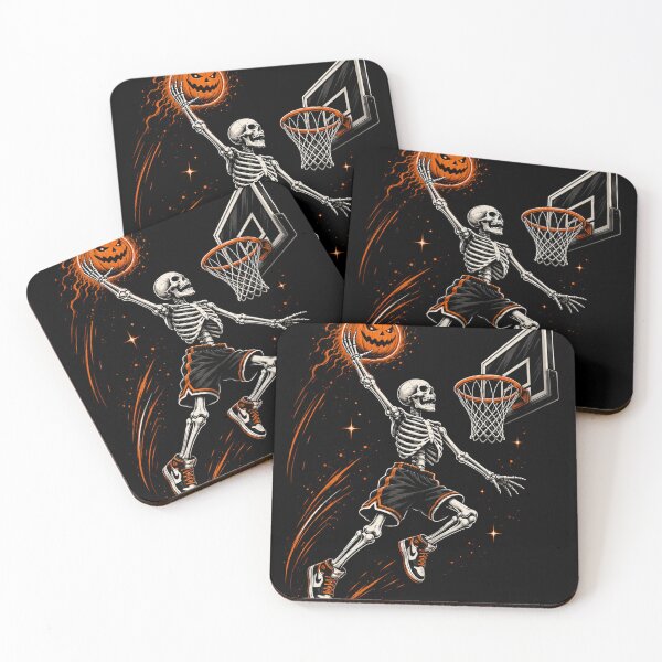 Item preview, Skeleton Basketball Dunk with Flaming Pumpkin – Spooky Halloween Sports designed and sold by will freed18.