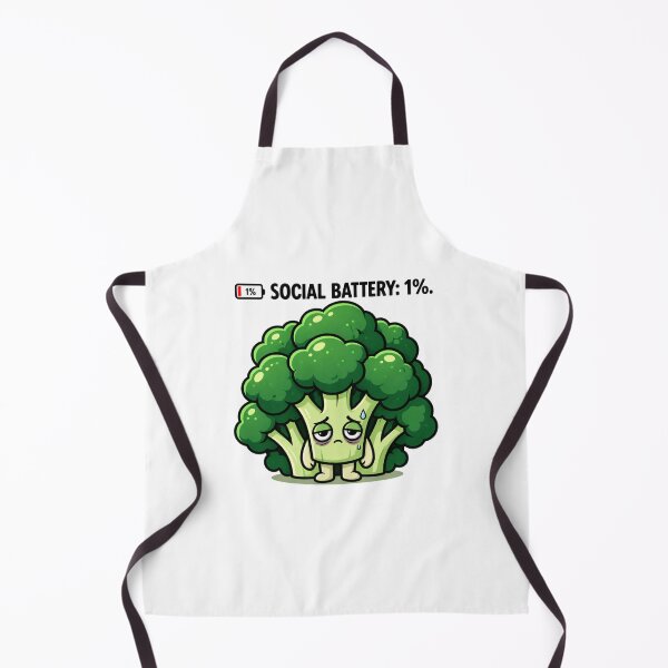 Item preview, Funny Broccoli 1% Battery Left Exhausted Vegetable Introvert Humor Cute Veggie Gift designed and sold by MrDev.