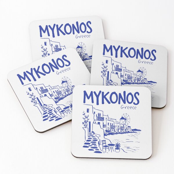 Item preview, Mykonos Greece Blue Line Art Travel Souvenir designed and sold by MavtM.