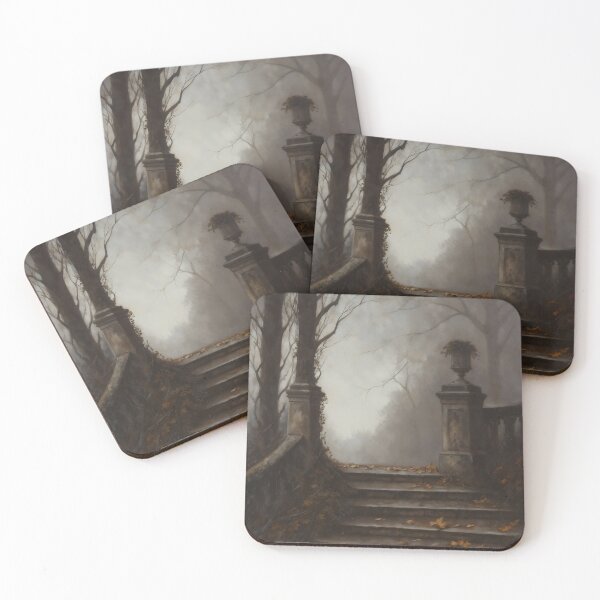 Item preview, Gothic Foggy Autumn Park Stone Steps Painting designed and sold by DarkHolyQueen.