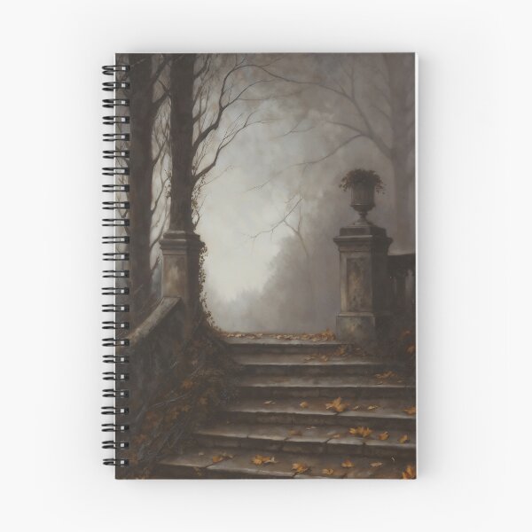 Item preview, Gothic Foggy Autumn Park Stone Steps Painting designed and sold by DarkHolyQueen.