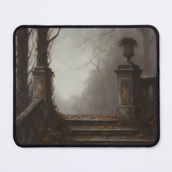 Item preview, Gothic Foggy Autumn Park Stone Steps Painting designed and sold by DarkHolyQueen.