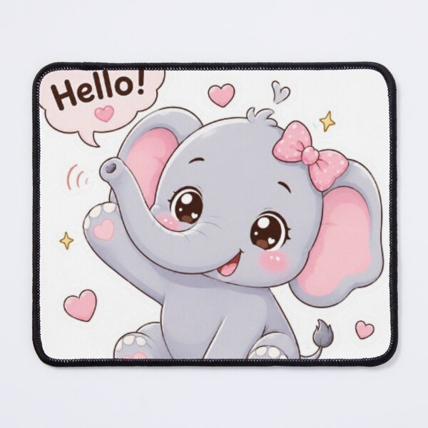 Item preview, Cute Kawaii Elephant Hello Sticker | Adorable Baby Elephant | Pastel Animal Sticker designed and sold by Vegasstickers.