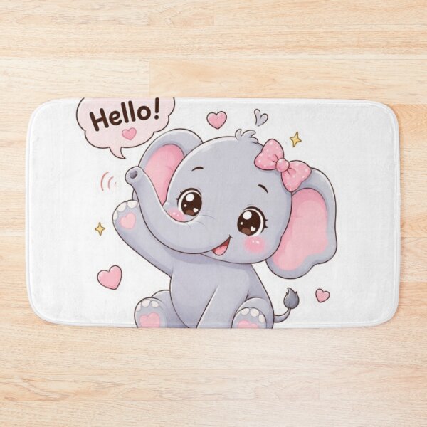 Item preview, Cute Kawaii Elephant Hello Sticker | Adorable Baby Elephant | Pastel Animal Sticker designed and sold by Vegasstickers.