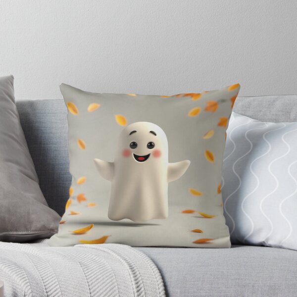 Item preview, Cute Happy Ghost Autumn Leaves Illustration designed and sold by IntelliMindDesigns.