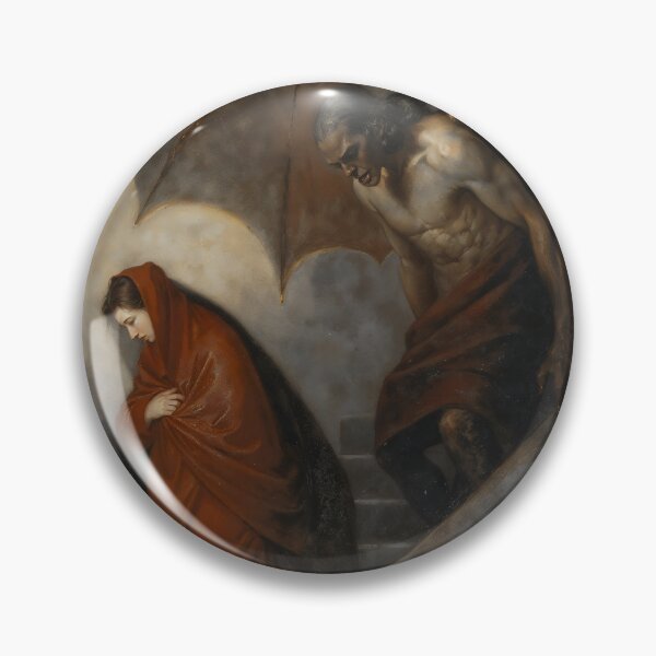 Item preview, Gothic Woman And Winged Demon On Staircase Painting designed and sold by DarkHolyQueen.