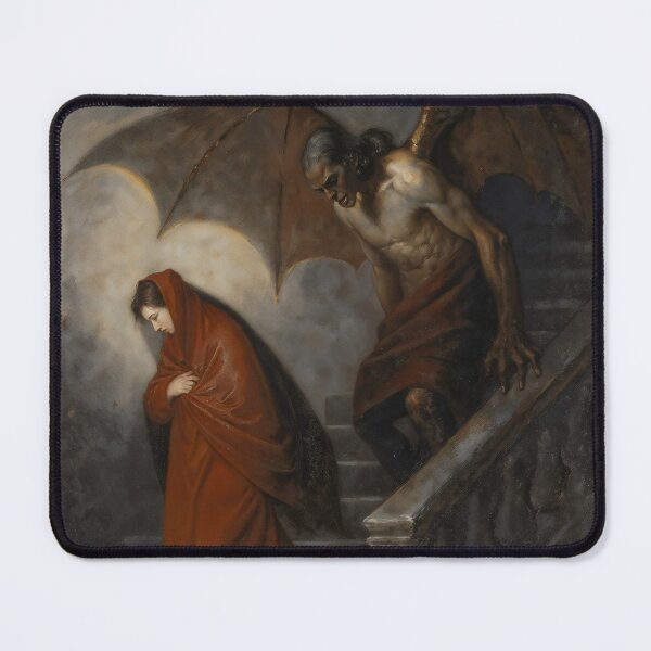 Item preview, Gothic Woman And Winged Demon On Staircase Painting designed and sold by DarkHolyQueen.
