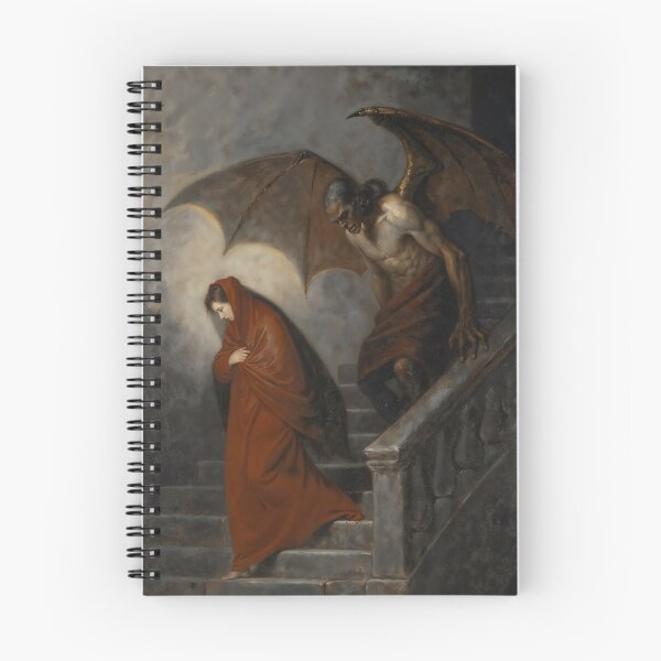 Item preview, Gothic Woman And Winged Demon On Staircase Painting designed and sold by DarkHolyQueen.