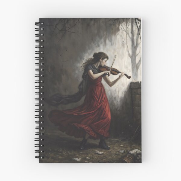 Item preview, Gothic Woman Playing Violin In Red Dress Painting designed and sold by DarkHolyQueen.