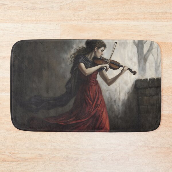 Item preview, Gothic Woman Playing Violin In Red Dress Painting designed and sold by DarkHolyQueen.