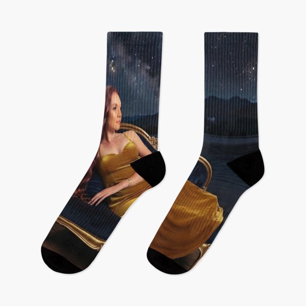Item preview, Starlight Elegance: Woman in Gold Dress on Velvet Chaise Lounge Art Print designed and sold by AfresStudio.