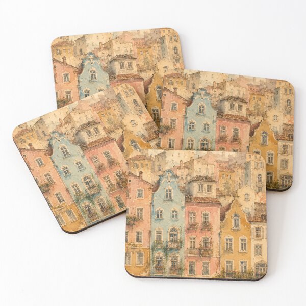 Item preview, Watercolour European City Streets Warm Pastel Tones designed and sold by Jozefin's Studio.