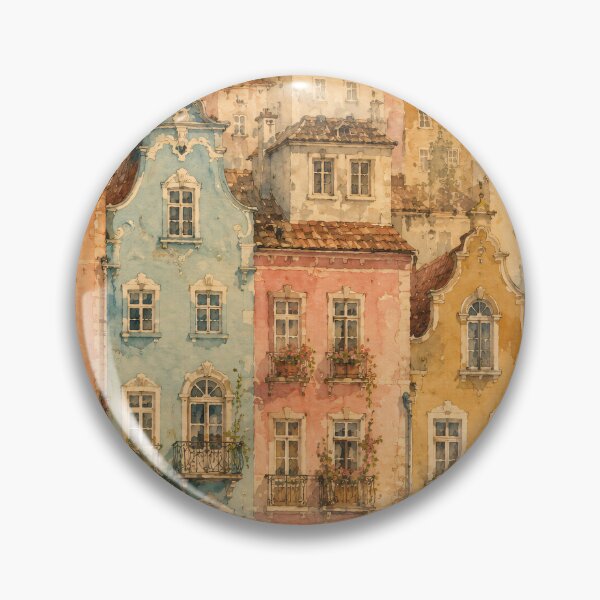 Item preview, Watercolour European City Streets Warm Pastel Tones designed and sold by Jozefin's Studio.