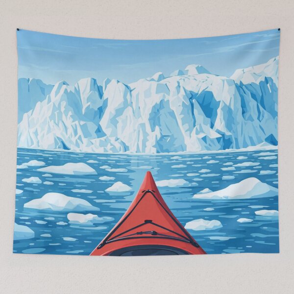 Item preview, Red Kayak Facing Arctic Glacier designed and sold by Creative_Canvas.