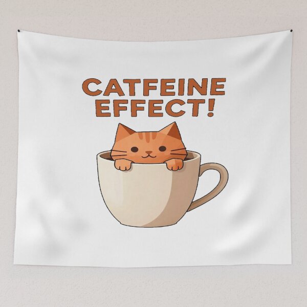 Item preview, Motivational Quote "CATFEINE EFFECT!" of a Cute Orange Cat In Coffee Cup. designed and sold by Giulivo Store Graphic.
