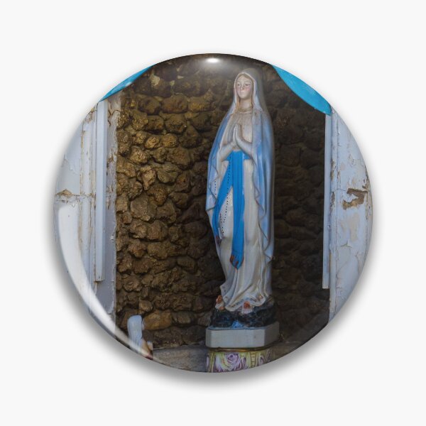 Item preview, Virgin Mary Statue in Stone Niche with Blue Canopy and Small Praying Figure Shrine Outdoor designed and sold by Nmallia.