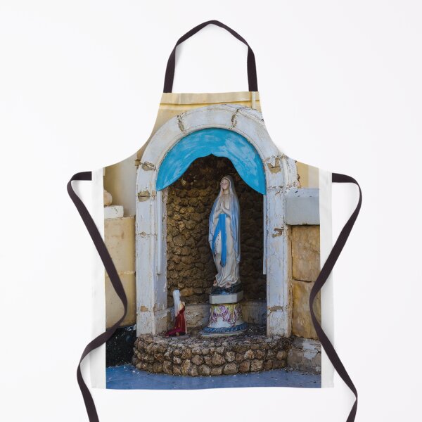 Item preview, Virgin Mary Statue in Stone Niche with Blue Canopy and Small Praying Figure Shrine Outdoor designed and sold by Nmallia.