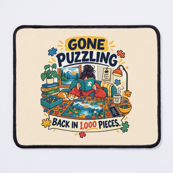 Item preview, Funny Jigsaw Puzzle Lover Gift Gone Puzzling Back In 1000 Pieces Flat Illustration Shirt Puzzle Sticker designed and sold by Fanverse Merchandise.