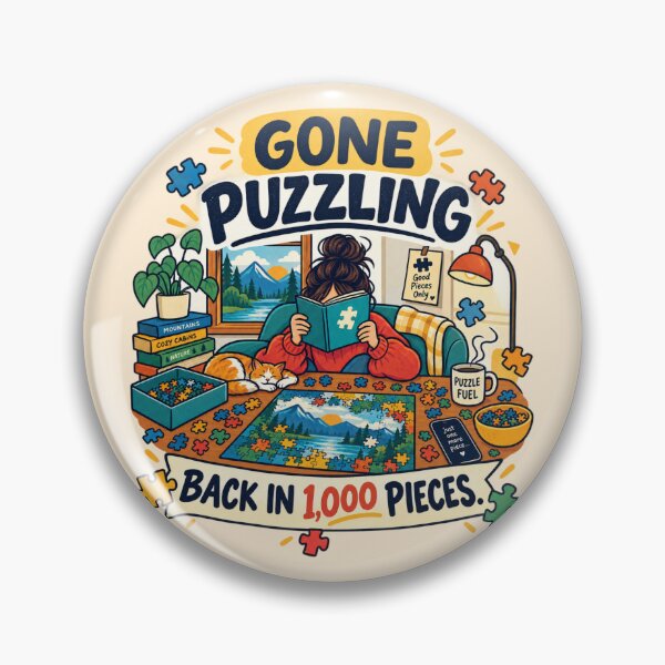 Item preview, Funny Jigsaw Puzzle Lover Gift Gone Puzzling Back In 1000 Pieces Flat Illustration Shirt Puzzle Sticker designed and sold by Fanverse Merchandise.