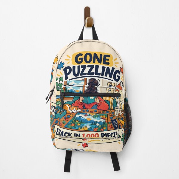 Item preview, Funny Jigsaw Puzzle Lover Gift Gone Puzzling Back In 1000 Pieces Flat Illustration Shirt Puzzle Sticker designed and sold by Fanverse Merchandise.