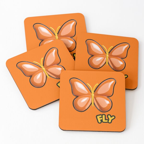 Item preview, Orange Glossy Puffy Butterfly Retro Pop Art designed and sold by daila70.