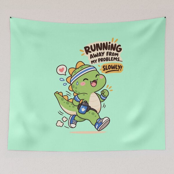 Item preview, Running Away From My Problems Slowly – Cute Dinosaur Runner designed and sold by JrNergal.
