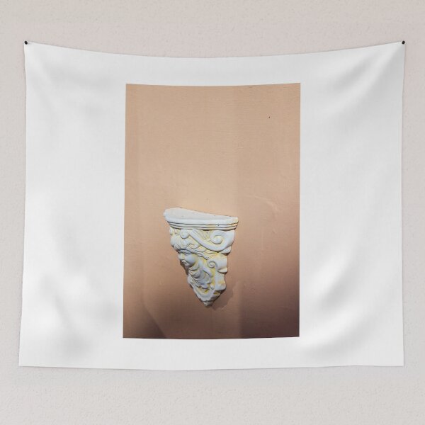 Item preview, Decorative White Ornate Cherub Relief Wall Ornament Mounted on Peach Plaster Wall designed and sold by Nmallia.