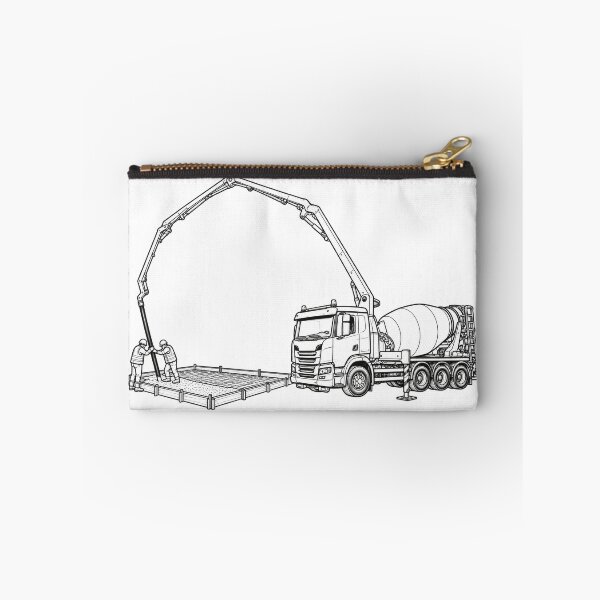 Item preview, Concrete Mixer Pump at Work – Unique Construction Truck Line Art designed and sold by ElceMare.