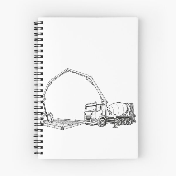Item preview, Concrete Mixer Pump at Work – Unique Construction Truck Line Art designed and sold by ElceMare.