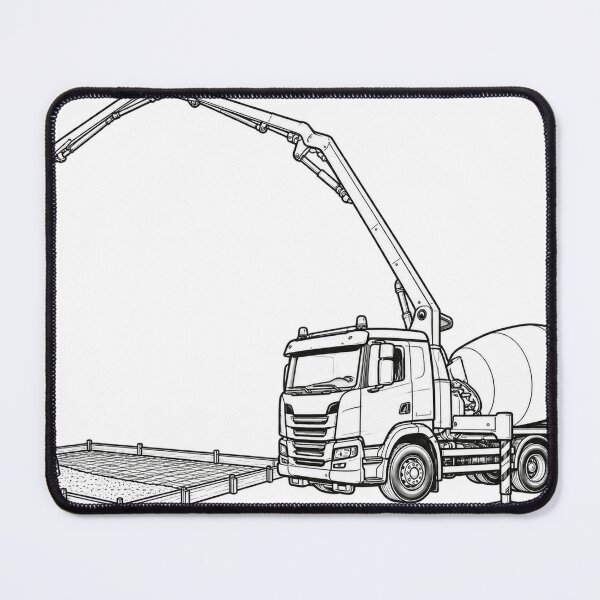 Item preview, Concrete Mixer Pump at Work – Unique Construction Truck Line Art designed and sold by ElceMare.