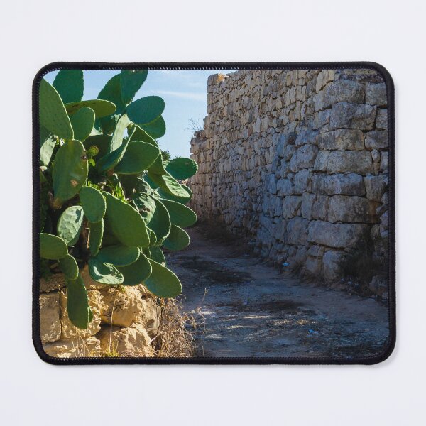Item preview, Ancient Stone Wall Along a Desert Path with Cactus Plants Under Clear Sky designed and sold by Nmallia.