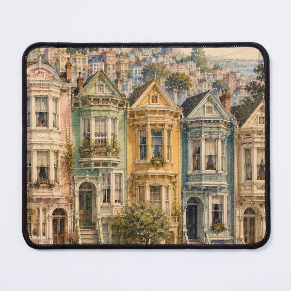 Item preview, Victorian Row Houses Watercolour Painting Pastel City designed and sold by Jozefin's Studio.