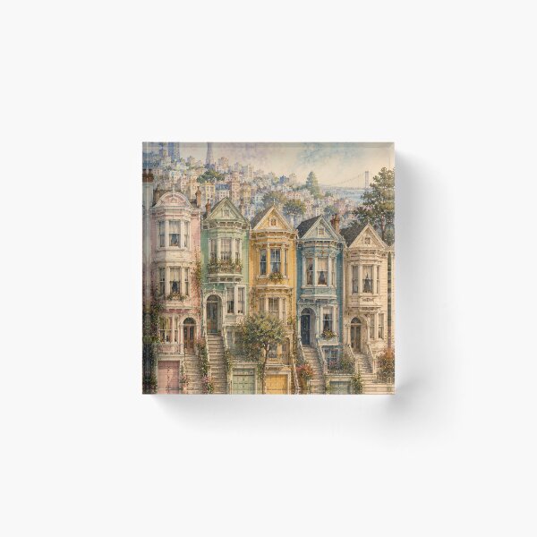 Item preview, Victorian Row Houses Watercolour Painting Pastel City designed and sold by Jozefin's Studio.