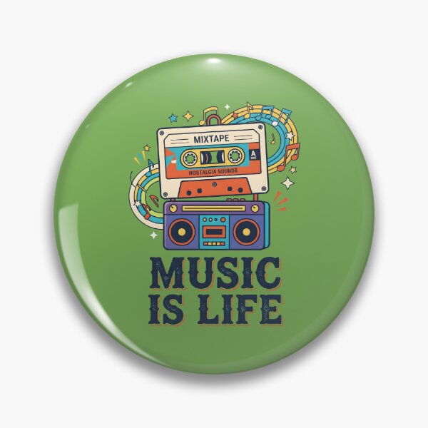 Item preview, Music Is Life - Retro Cassette Tape Boombox Nostalgia. designed and sold by MyHappyArtShop.