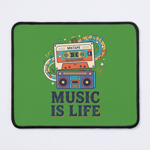 Item preview, Music Is Life - Retro Cassette Tape Boombox Nostalgia. designed and sold by MyHappyArtShop.