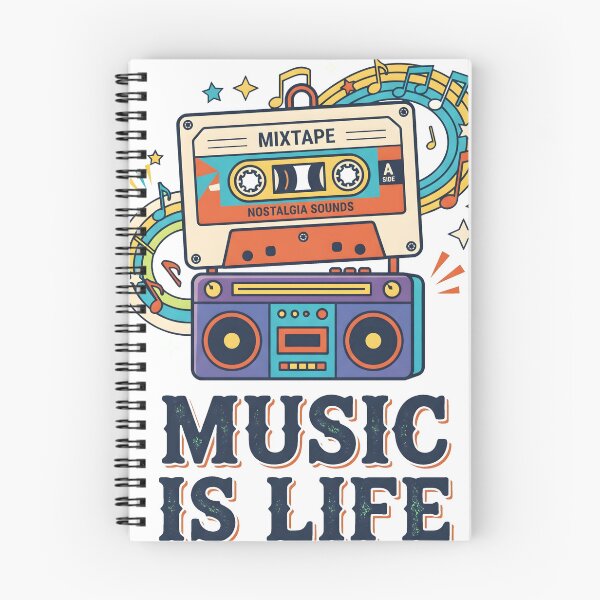Item preview, Music Is Life - Retro Cassette Tape Boombox Nostalgia. designed and sold by MyHappyArtShop.